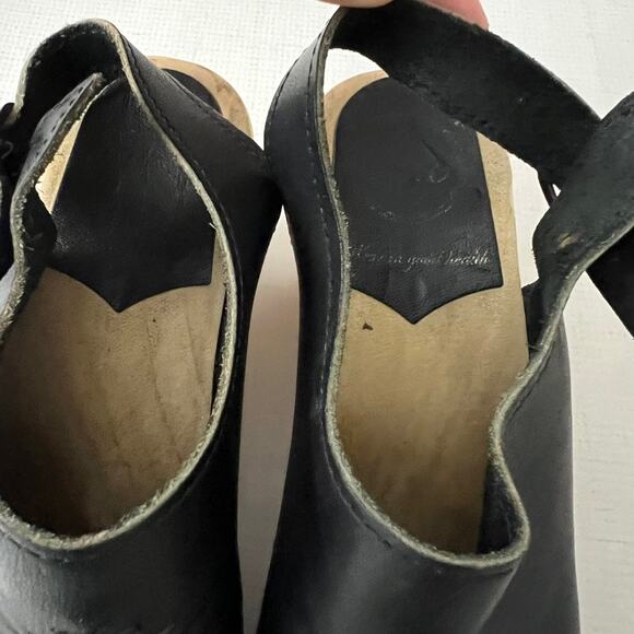 No. 6 Leather Wedge Clog Slingback Pump Wooden Platform Weave Women Size 39 - Picture 9 of 14